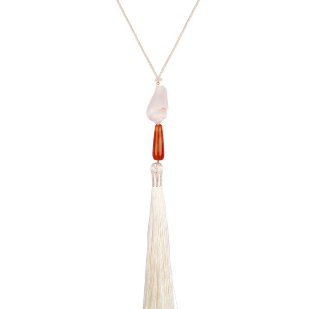 Mayamar‎ BOHO Rosie white Tassel Pendant Necklace